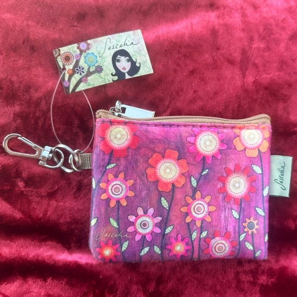 Sascalia Pink Floral Card & Coin Pouch - Picture 7 of 8